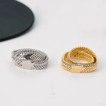 Gothic Had Kost Řetěz Dvojité Vrstvy Prsten Pro Ženy Gold Silver Barva Složit Oblečení Korejské Prst Strany Kapely Šperky, Módní Prsten