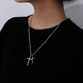 Gotický Kříž Řetězy Pedant Náhrdelník pro Ženy Muži z Nerezové Oceli, Hip-Hop Pár Crystal Cross náhrdelník Náhrdelník Milovníci Šperky