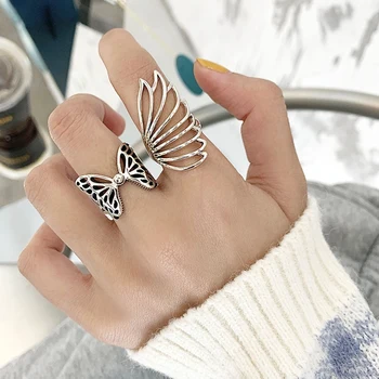 Harajuku Gotické Vintage Duté Motýl Křídla Prsteny Pro Ženy, Dívka Nastavitelný Prsteny Svatební Party Prohlášení Šperky Dárek