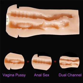 Jedno/ dvoukanálový Pochvy Anální Masturbant Cup Skutečná Vagína Pussy Dospělý Vytrvalostní Cvičení Sání Masturbaci, Sexuální Hračky pro Muže