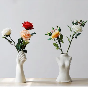 Keramická váza Nordic styl ruku řemesla ozdoby těla, umění, osobnosti hydroponické květina, bytové dekorace, doplňky DXUIALOI