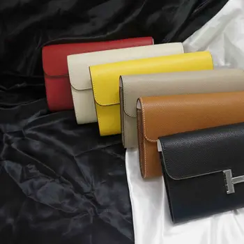Klasické Luxusní Kousek H Spony Kožené Ženy Messenger Bag Peněženka Dlouho Dámy Spojka Kabelky Malé Pouzdro Na Vizitky Bag