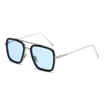 Klasické Muži Náměstí sluneční Brýle Značky Design Mužské Kovové Sluneční Brýle Vintage UV400 Odstíny Brýle Oculos de sol
