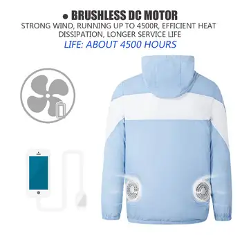 Klimatizace Oblečení, Dlouhé Bundy Muži Ženy oblek S Ventilátorem Pro kempování Venkovní Střídavý USB Nabíjecí Chlazení Sportovního oblečení