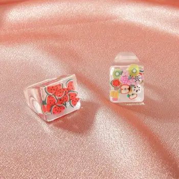 Korea Módní Vintage Jednoduché Estetické Acetát Barevný Akryl Tlusté Kulaté Kroužky Sada Pro Ženy, Dívky, Šperky, Doplňky, Dárky