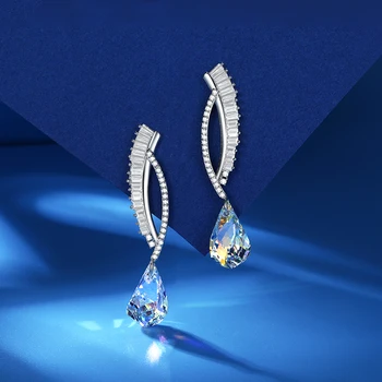 Krystaly Od Swarovski Helix Přívěsek Náušnice Pro Ženy Módní Sterling Silver Piercing Houpat Náušnice Ručně vyráběné šperky