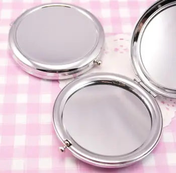 Kulaté Zrcadlo Kompaktní Prázdné Plain Stříbrné Barvě Pro DIY Decoden Kawaii 500pcs/lot s epoxy samolepkou