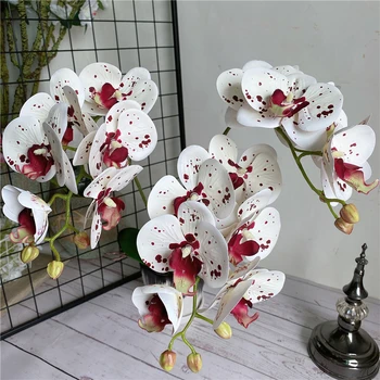Latex real vypadající orchidej větev krásné umělé květiny pro výzdobu zahrady flores artificiales bílé orchideje