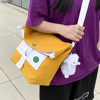 Ležérní Dámské Jedno rameno Plátěnou Tašku 2021New korejské Areálu Japonské velkokapacitní Student Taška Hot prodej Ženy Messenger Bag