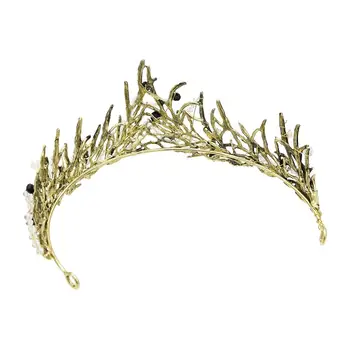 Luxusní Velký List Bronz Pearl Drahokamu Korun Čelenky Princezna Svatební Pokrývka Hlavy Svatební Party Vlasy, Šperky, Doplňky