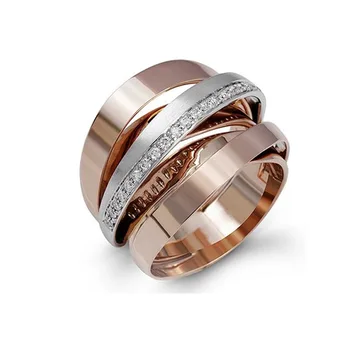 MENGYI Luxusní Zirkony, Dva tón Prsten Módní Láskou Strana Svatební Prsteny Pro Ženy Vintage Svatební Šperky