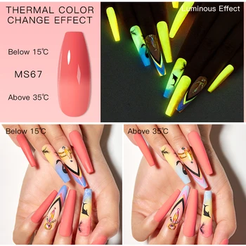 MSRUIOO Světelné Nehtů Gel Tepelná Změna Barvy Fluorescenční Neonové UV LED Semi Permanentní Namočte Off Gel Lak Svítící Ve Tmě