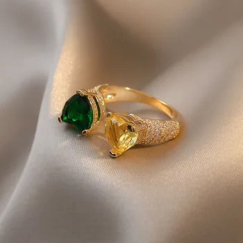 Mikro Vydláždit Srdce Crystal Otevřené Prohlášení Prsteny Pro Ženy Etrendy Osobnosti Nové Šperky Velký Nastavitelný Kroužek