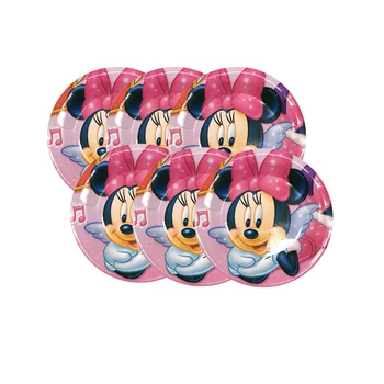 Minnie Mouse Děti Narozeninové Party Dodávky Jednorázového Nádobí Talíře Pohár Ubrus Baby Shower Dekorace Událost Laskavost Červená Růžová