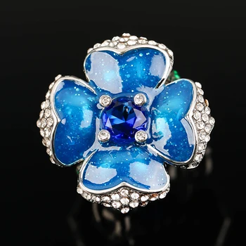 Módní Boho Modrá Zirkon Květiny Prst Snubní Prsteny pro Ženy Zelená Bílá Drahokamu Prsten Ženy Strana Šperky Dárkové D5M788