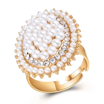 Módní Prsteny Ženy Gold Silver Barva Roztomilé Osobnosti Nastavitelná Ring Jemné Šperky Pro Ženy, Strana, Elegantní Perlové Doplňky
