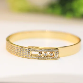 Nejlepší Prodej Módní Značka Šperky, Náramky Pro Ženy, Luxusní Rose Gold Silver Posuvné Korálek Design Lesklé Strany Přítelkyně 2021
