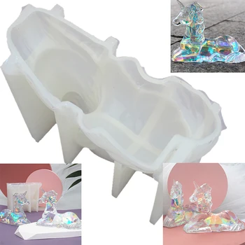 Nové 3D Kreativní Lesk Unicorn Formy Výzdoby Místnosti Keramiky Diy Svíčka Tabulky Přijímat Šperky Valentýna Dárek SQ0298