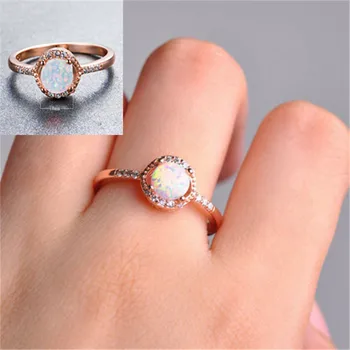 Nový Opál Crystal Prsteny Pro Ženy Elegantní Bílé Kroužky Žena Zásnubní svatební Svatební šperky, Dárkové Velikost5-11