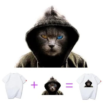 Opravy Záhada Kočka Oděvní Doplňky Diy Dámské Oblečení T-shirt Termální Papír Iron Ons Nálepka na Oblečení Patch