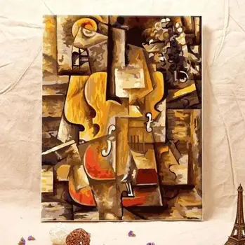 Pablo Picasso Housle - Malování podle Čísel Sady pro Dospělé DIY Jeden Kus Květinové 3340 Klasické Propylen 40*40cm Bavlna