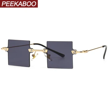 Peekaboo square rám sluneční brýle bez obrouček muži bezrámové ženy retro sluneční brýle vintage uv400 kov zlatá černá modrá 2021