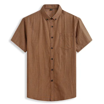 Plus velká s krátkým rukávem pánské bavlněné letní pohodlné kostkované košile obchodní formální oblečení ležérní volné velké velikosti nadrozměrné 10XL