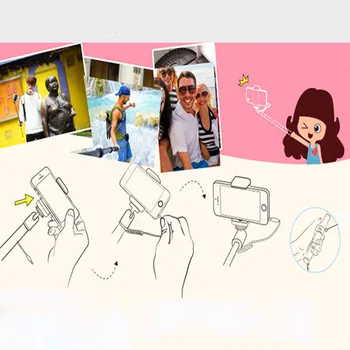 Přenosný Rozšiřitelná Monopod Self-Pól Kapesní Kabelové Selfie Stick Pro Telefon, Smartphone Drop Shipping