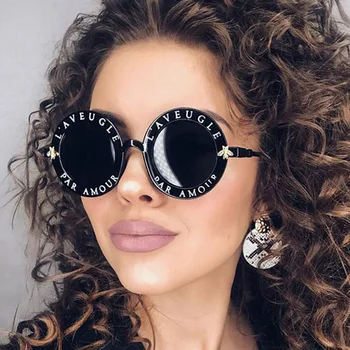 Retro Kruh, Kulaté sluneční Brýle, Ženy Značky Designer Roku 2020 Nový Luxusní Dopisy Včelí Sluneční Brýle Superstar Odstíny Brýle UV400