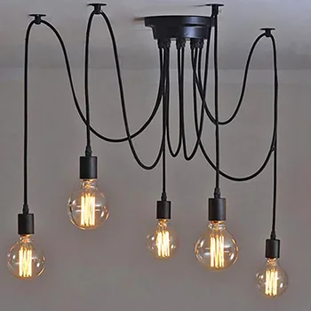 Retro Průmyslový Styl Stropní Svítidlo E27 Edison Žárovku Závěsné Spider Světla Vintage Přívěsek Světlo Kovové Lampy