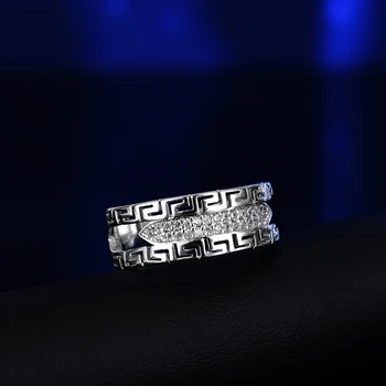 S925 Sterling Silver dámské zářící crystal ring platinové šperky dívka nastavitelná velikost otevřený kroužek dárek