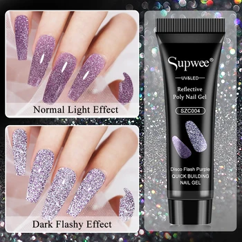 SUPWEE 15G Glitter Efekt Poly Nehtů Gel UV Gel na nehty Manikúra Luxusní Barevné Lesklé Jiskry Poly lak na Nehty Gel Pro Nail Art