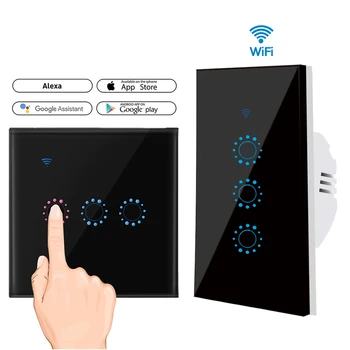 Smart Led Wifi Dotykový Spínač 220V 110V Tuya Smart Life App 1/2/3 Gang Vypínač Podporu Alexa / domovská stránka Google Hlasové Ovládání
