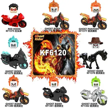Stavební Bloky, Cihly Red Hood Ghost Rider Motocykl S Akční Figurky Pro Děti Hračky KF6120