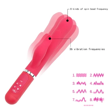 Teleskopické Rotace AV Tyč Vibrátor Vibrátor Převod Korálky AV Hůlka Klitoris Stimulátor G-spot Vaginální Masáž Sex Hračky pro Ženy