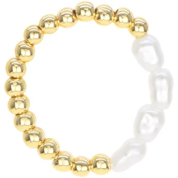 VSnow Jemné Barevné Smalt Kov Láska Srdce Ring pro Ženy Zlaté Korálky Pearl Robustní Otevřít Nastavení Index Prst Prsten Šperky