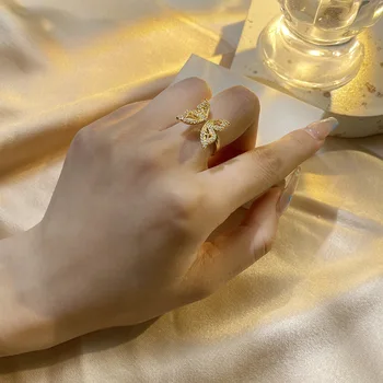 Velký Motýl Zlatý Prsten Pro Ženy 2021 Nové Rhinestore Roztomilý Prsten, Ženská Postava Korejský Módní Elegantní, Luxusní Design Šperky