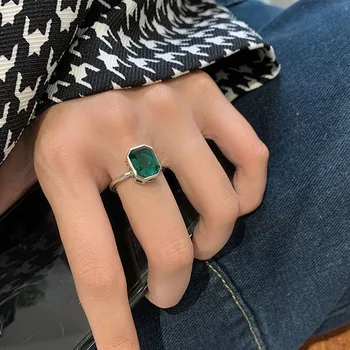 Vintage Crystal Drahokamu Obdélník, Oválný Řetězu, Chromované Kovové Kroužky Ženy Denní Party Šperky Vynikající Unikátní Prst Prsten Design