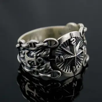 Vintage Severní Pirát, Viking Nerezové Oceli Kompas Marine Prsten, Amulet, Prsteny Pro Muže, Ženy Nordic Luxusní Osobnost Šperky