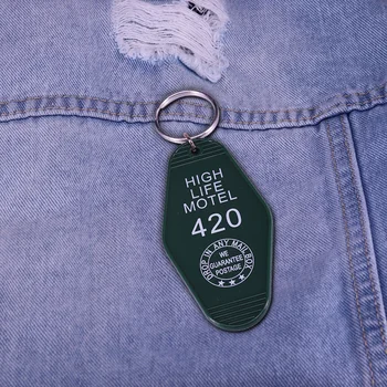 Vysoká Životnost Motel Trávu 420 Klíčenka Roztomilé vintage styl plastové motel key tag v pine green