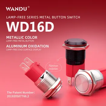 WD16mm bez lampy momentální aretací vodotěsné IP67 z Nerezové Oceli kovové tlačítko přepínač