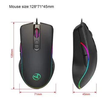 Wired Gaming Mouse 6400DPI, Optický Profesionální Myši S 7 Světlé Barvy LED Podsvícením Ergonomie Design pro Notebook, PC Gamer