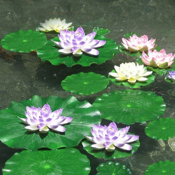 Zelené Umělé EVA Falešné Lotus Leaf Květiny leknín Plovoucí Bazén Rostliny Zahradní Rybníky, Fontány, Akvárium Fish Tank Dekorace