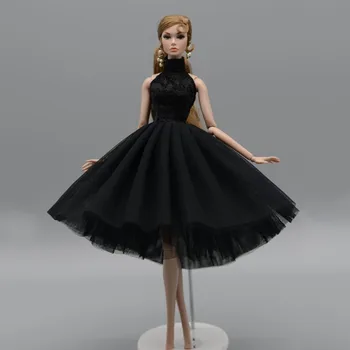 Černé Módní Taneční Šaty Pro Barbie Oblečení pro Panenky 1/6 Panenky Příslušenství Vysoká Krk Baletní Oblečení 4-vrstva Sukně Party Šaty Hračka