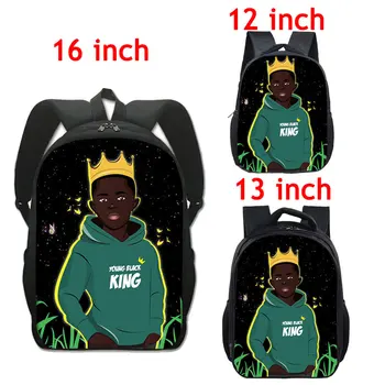 černý chlapec Art print batoh afro hnědá děti mateřské školy batoh děti, školní tašky, Mladý Černý Král Lette děti batoh