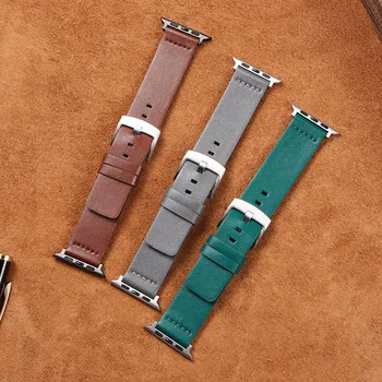 Šedé Originální Kožené Popruhy pro Apple Watch 6 5 4 3 SE Měkké Hodinek 38 mm 40 mm 42 mm 44 mm Hnědá Modrá Zelená Popruhy pro iwatch