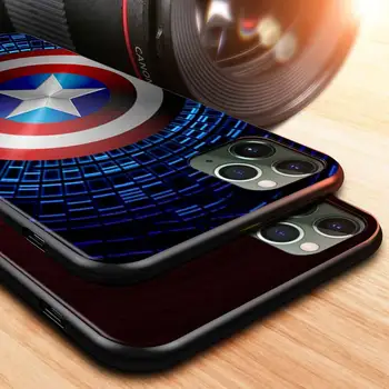 Štít kapitána Ameriky Marvel pro Apple iPhone 12 11 Mini XS XR-X Pro MAXI SE 2020 8 7 6 5 5S Plus Černý Telefon Pouzdro